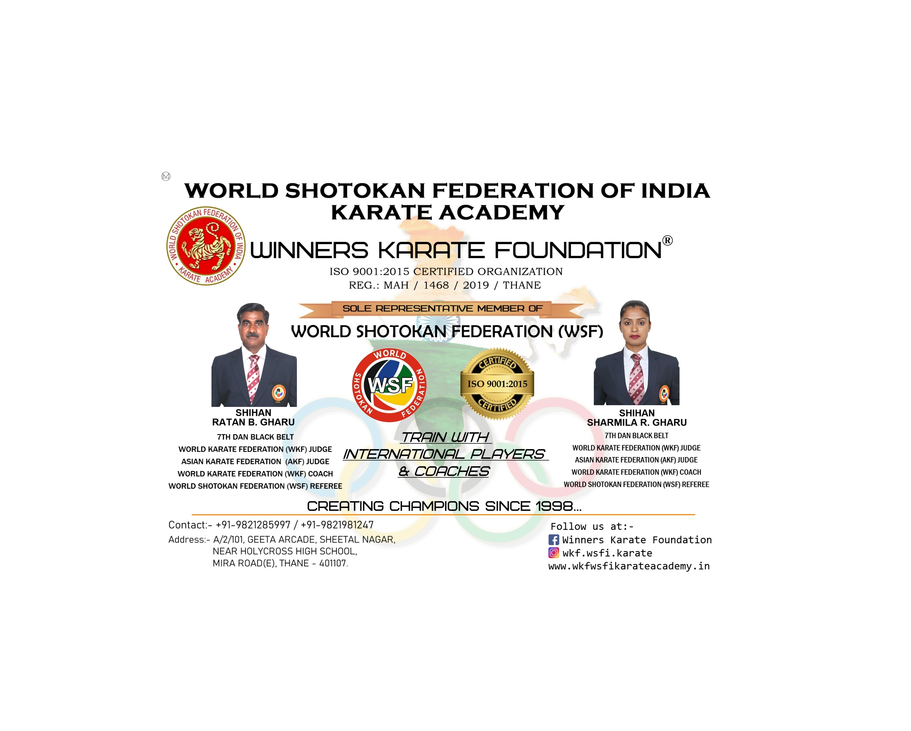 World Shotokan Federation Of India Karate Academy Winners Karate Foundation